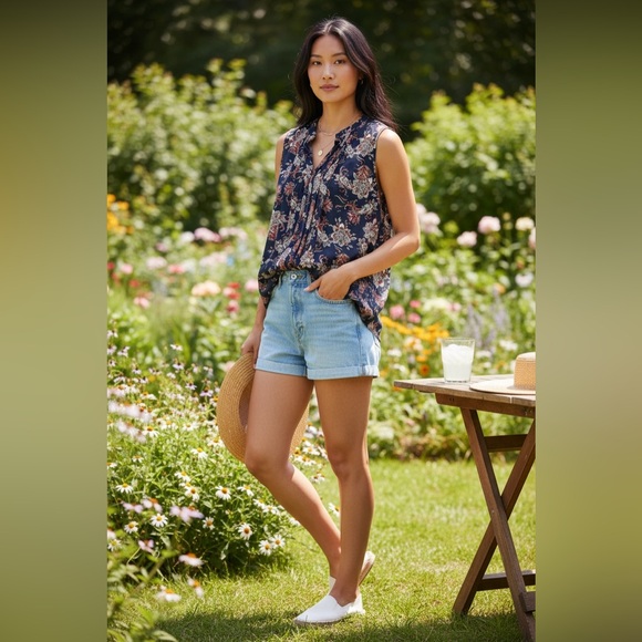 Siren Lily Tops - Floral Paisley Sleeveless Blouse